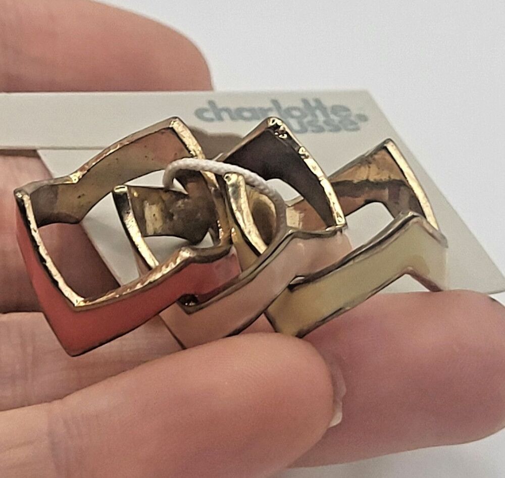 Charlotte Russe GoldTone Geometric Enamel Ring Set Multi Chevron Chevron Stack 7